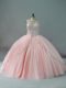 Scoop Sleeveless Tulle Sweet 16 Quinceanera Dress Beading Lace Up