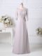 Pink Zipper Scoop Beading and Embroidery Prom Party Dress Chiffon 3 4 Length Sleeve