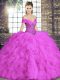 Elegant Sleeveless Beading and Ruffles Lace Up Quinceanera Gowns
