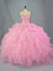 Sweetheart Sleeveless Lace Up Sweet 16 Dress Pink Organza
