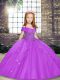 Sleeveless Floor Length Beading Lace Up Little Girl Pageant Dress with Lilac