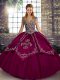 Floor Length Fuchsia Vestidos de Quinceanera Straps Sleeveless Lace Up