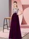 Sumptuous Dark Purple Chiffon Zipper Scoop Sleeveless Floor Length Dama Dress for Quinceanera Beading and Appliques