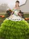 Gorgeous Sleeveless Lace Up Floor Length Embroidery and Ruffled Layers Sweet 16 Dresses