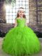 Tulle Straps Sleeveless Lace Up Beading and Ruffles High School Pageant Dress in