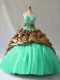 Fine Aqua Blue and Turquoise V-neck Neckline Beading and Pick Ups Quinceanera Gowns Sleeveless Lace Up