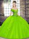 Sleeveless Floor Length Beading and Ruffles Lace Up Sweet 16 Dresses with