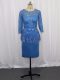 Mini Length Column/Sheath Long Sleeves Blue Prom Gown Zipper