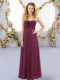 Hot Sale Floor Length Lace Up Damas Dress Burgundy for Wedding Party with Ruffles