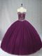 Dark Purple Sweetheart Neckline Beading 15 Quinceanera Dress Sleeveless Lace Up