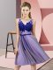 Cute V-neck Sleeveless Quinceanera Court of Honor Dress Knee Length Appliques Lavender Tulle