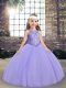 Lavender Scoop Lace Up Beading Pageant Dress Womens Sleeveless