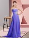 New Style Sleeveless Chiffon Floor Length Lace Up Prom Gown in Lavender with Beading and Ruching