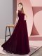 Burgundy Empire Lace Prom Dress Zipper Chiffon Sleeveless Floor Length