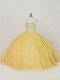 Adorable Tulle Sweetheart Sleeveless Lace Up Beading Sweet 16 Dresses in Gold