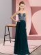 Teal Empire Chiffon Sweetheart Sleeveless Beading Floor Length Lace Up