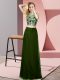 Scoop Sleeveless Backless Prom Gown Olive Green Chiffon
