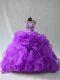 Perfect Purple Lace Up Scoop Beading and Ruffles Sweet 16 Quinceanera Dress Organza Sleeveless