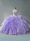 Dynamic Lavender Sweetheart Neckline Beading and Ruffles Quince Ball Gowns Sleeveless Lace Up
