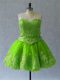 Mini Length Evening Dress Tulle Sleeveless Appliques and Embroidery