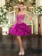 Flirting Fuchsia Lace Up Sweetheart Beading and Ruffles Prom Evening Gown Organza Sleeveless