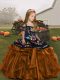 Brown Ball Gowns Organza Straps Sleeveless Embroidery and Ruffles Floor Length Lace Up Little Girl Pageant Gowns