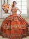 Traditional Sleeveless Ruffles and Ruffled Layers Lace Up Quinceanera Gowns
