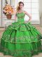 Fine Ruffled Layers Quinceanera Gown Green Lace Up Sleeveless Floor Length