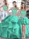 Best Turquoise Ball Gowns Beading and Ruffles Sweet 16 Dresses Zipper Tulle Sleeveless Floor Length
