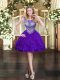 Trendy Tulle Sleeveless Mini Length Prom Dress and Beading and Ruffles