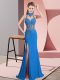 Latest Halter Top Sleeveless Backless Blue Chiffon