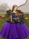 Eggplant Purple Ball Gowns Organza Straps Sleeveless Embroidery Floor Length Zipper Glitz Pageant Dress