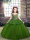 Straps Sleeveless Pageant Dress Wholesale Floor Length Beading Green Tulle