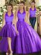 Great Purple Tulle Lace Up Halter Top Sleeveless Floor Length Sweet 16 Dress Beading