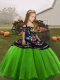 Sleeveless Lace Up Floor Length Embroidery Little Girls Pageant Dress