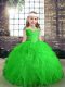 Green Little Girls Pageant Dress Party and Wedding Party with Beading and Ruffles Straps Sleeveless Lace Up