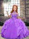 Exquisite Lavender Sleeveless Organza Lace Up Kids Pageant Dress