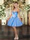 Baby Blue Ball Gowns Sweetheart Sleeveless Organza Mini Length Lace Up Beading and Ruffles Evening Dress