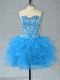 Glittering Sweetheart Sleeveless Organza Evening Dress Beading and Ruffles Lace Up