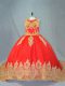 Excellent Red Sleeveless Court Train Appliques Vestidos de Quinceanera