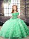 Floor Length Ball Gowns Sleeveless Apple Green Child Pageant Dress Lace Up