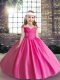 Beading Little Girls Pageant Dress Hot Pink Lace Up Sleeveless Floor Length