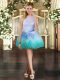 Scoop Sleeveless Prom Evening Gown Mini Length Ruffles Multi-color Tulle