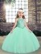 Apple Green Lace Up Little Girls Pageant Gowns Beading Sleeveless Floor Length