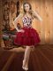 Wine Red Lace Up Sweetheart Embroidery and Ruffled Layers Prom Gown Organza Sleeveless