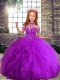Tulle Sleeveless Floor Length Kids Formal Wear and Beading and Ruffles