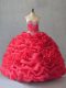 Wonderful Coral Red Lace Up Sweet 16 Quinceanera Dress Sleeveless Floor Length Beading and Pick Ups