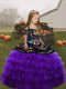 Floor Length Purple Little Girl Pageant Gowns Straps Sleeveless