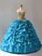 Admirable Beading and Pick Ups Sweet 16 Dresses Aqua Blue Lace Up Sleeveless Brush Train
