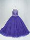 Exceptional Purple Sweet 16 Quinceanera Dress Scoop Sleeveless Brush Train Lace Up